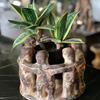 Vintage Circle of Friends Candle Holder with 7 Friends, Terracotta Red Clay 10" diameter (c.1980s)