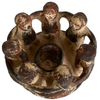 Vintage Circle of Friends Candle Holder with 7 Friends, Terracotta Red Clay 10" diameter (c.1980s)