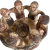 Vintage Circle of Friends Candle Holder with 7 Friends, Terracotta Red Clay 10" diameter (c.1980s)