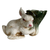 Vintage Rabbit and Cabbage Vase Cotton Tail Bunny Cachepot Sculpture (c.1970s)