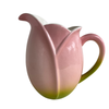 Vintage Tulip Vase / Pitcher in Pink and Green, Teleflora (c.1980s)