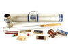 Vintage Jr. Ace Blue Stripe "Carry-Case" Complete Fishing Set, Silver and Blue (c.1950) - thirdshift