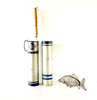 Vintage Jr. Ace Blue Stripe "Carry-Case" Complete Fishing Set, Silver and Blue (c.1950) - thirdshift