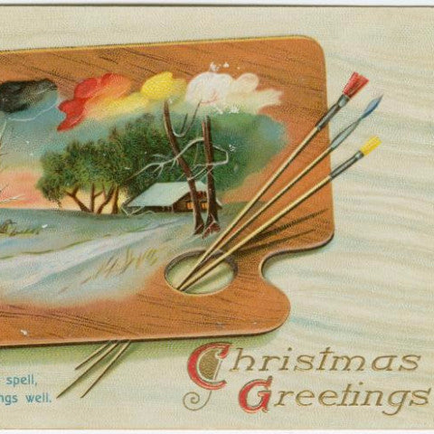Digital Download "Christmas Greetings" Christmas Postcard (c.1912) - Instant Download Printable - thirdshift