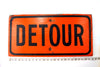 Vintage Wood "Detour" Sign in Orange and Black (c.1960s) - thirdshift