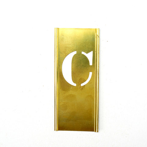 Vintage Brass Stencil Letter "C" Reese's Interlocking Stencils, 1-1/2" letter, 4-1/2" tall (c.1950s) - thirdshift