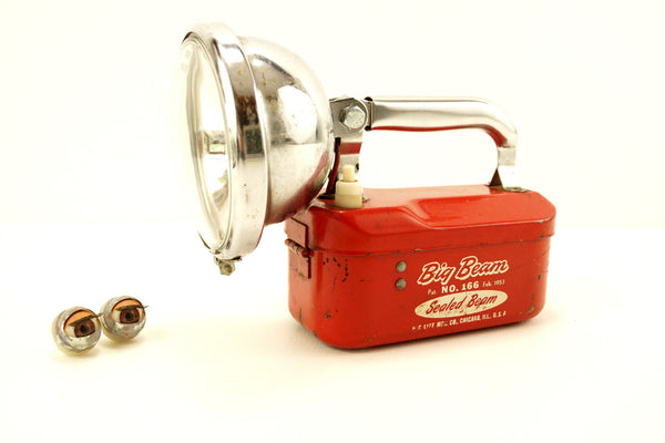 Vintage Big Beam No.166 Flashlight / Lantern in Red and