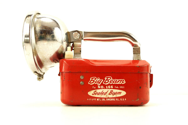 Vintage Big Beam No.166 Flashlight / Lantern in Red and Chrome (c