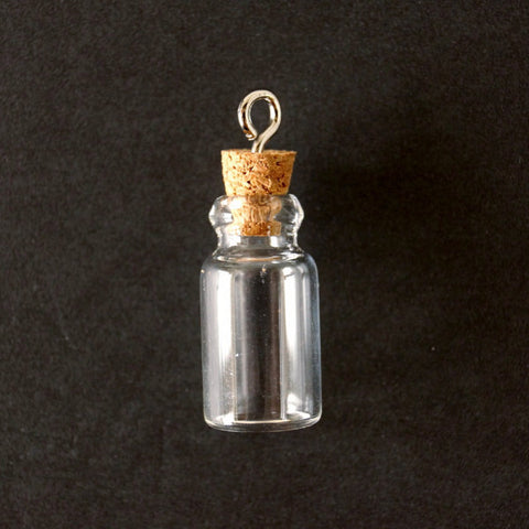 Fillable Glass Bottle / Glass Vial Charm with Cork Stopper and Eye Hook (22mm) - thirdshift