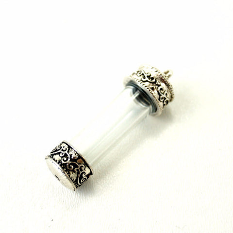 Fillable Treasure Capsule Charm, Bright Silver with Fillable Tube (Large) - thirdshift