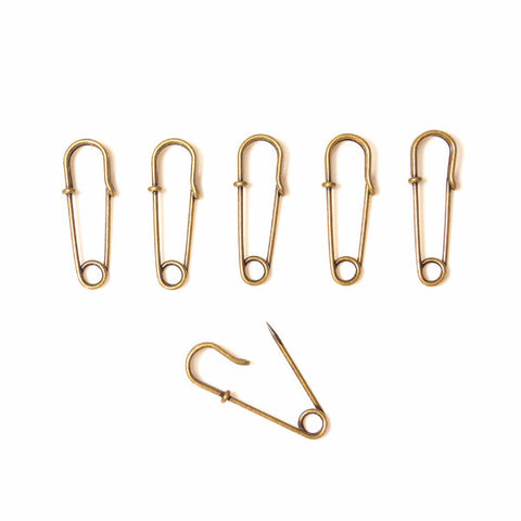 Metal Laundry Pin Style Pins in Antique Brass Finish (Set of 6) - thirdshift
