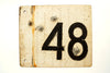 Vintage Metal "48" Train Track Number Sign, Double-Sided (c.1930s) - thirdshift
