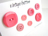 Vintage Buttons in Dark Pink (Set of 7) "The Pretty in Pink Set" (c.1960s) - thirdshift
