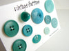 Vintage Buttons in Dark and Light Green (Set of 10) "The Green with Envy Set" (c.1960s) - thirdshift