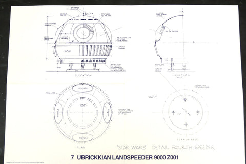 Vintage Star Wars Blueprint for Ubrickkian Landspeeder 9000 Z001 (c.1977) N7 - thirdshift
