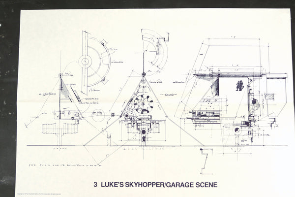 Vintage Star Wars Blueprint for Luke's Skyhopper / Garage