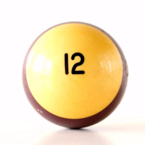 Vintage Purple Striped 12 Pool Ball / Billiard Ball, Standard Regulation Size (2-1/4") - thirdshift