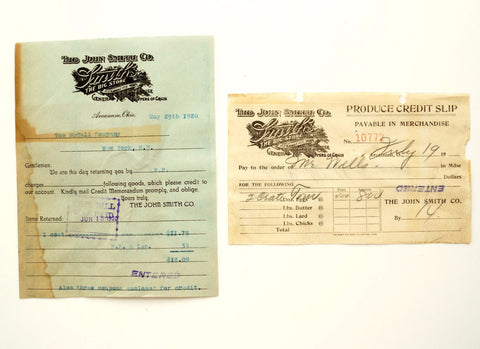 Vintage "The John Smith Co. General Store" Receipts (c.1920) - thirdshift