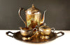 Vintage Silverplate Tea Set with Pot, Tray, Sugar Bowl, Creamer, Unused and Tarnished (c.1950s) - thirdshift