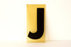 Vintage Industrial Marquee Sign Letter "J", Black on Yellow Flexible Plastic, 7" tall (c.1970s) - thirdshift