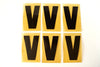Vintage Industrial Marquee Sign Letter "V", Black on Yellow Flexible Plastic, 7" tall (c.1970s) - thirdshift