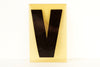 Vintage Industrial Marquee Sign Letter "V", Black on Yellow Flexible Plastic, 7" tall (c.1970s) - thirdshift