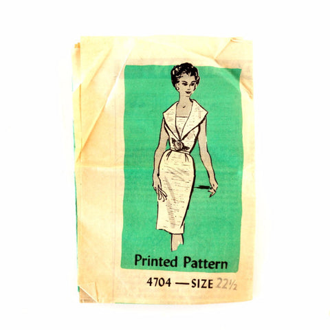 Vintage Women's Sleeveless Dress, Marian Martin Pattern 4704 Size 22-1/2 (c.1950s) - thirdshift