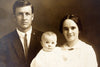 Antique Photograph Cabinet Card of Young Couple with Baby (c.1890s) - thirdshift