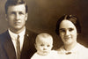 Antique Photograph Cabinet Card of Young Couple with Baby (c.1890s) - thirdshift