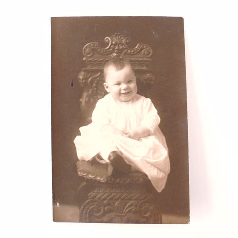 Antique Photograph of Baby in Black and White (c.1890s) - thirdshift