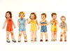 Vintage Paper Doll Children "Janey, Peggy, Pam, Jimmy, Tommy, Ted" 47 pieces (c.1940s) - thirdshift