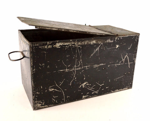Vintage Metal Safe Deposit Box in Black (c.1940s) - thirdshift
