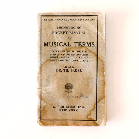 Vintage "Pronouncing Pocket Manual of Musical Terms" Book (c.1936) - thirdshift