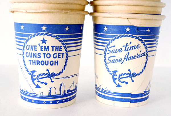 Vintage "Save Time, Save America" World War II Paper Coffee Cup (c.194   ThirdShiftVintage.com