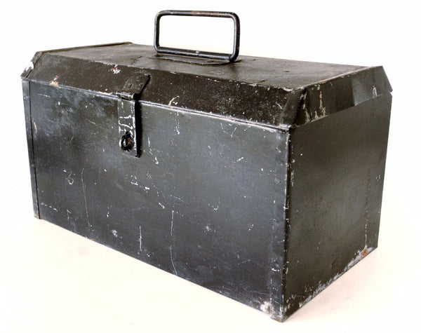 Vintage Industrial Metal Tool Box in Black (c.1950s