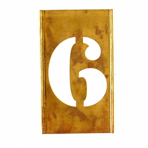 Vintage Brass Stencil Number "6" Reese's Interlocking Stencils, 4-1/2" tall (c.1950s) - thirdshift