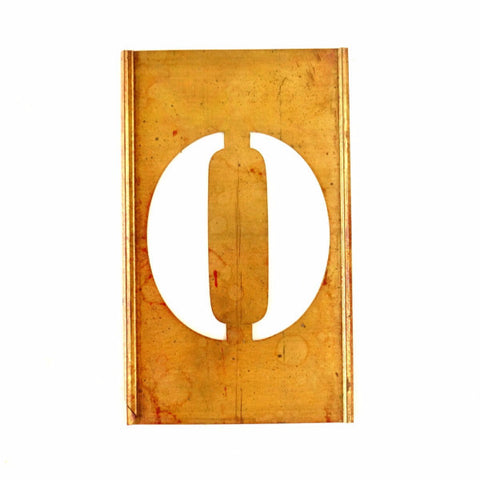 Vintage Brass Stencil Number "0" Reese's Interlocking Stencils, 4-1/2" tall (c.1950s) - thirdshift