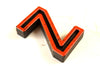 Vintage Industrial Letter "Z" Black with Orange and Blue Paint, 2" tall (c.1940s) - thirdshift