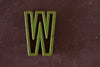 Vintage Industrial Letter "W" Black with Green and Red Paint, 2" tall (c.1940s) - thirdshift