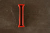 Vintage Industrial Letter "I" Black with Red and Green Paint, 2" tall (c.1940s) - thirdshift