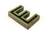Vintage Industrial Letter "E" Black with Green and Red Paint, 2" tall (c.1940s) - thirdshift