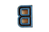 Vintage Industrial Letter "B" Black with Orange and Blue Paint, 2" tall (c.1940s) - thirdshift