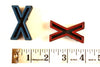 Vintage Industrial Letter "X" Black with Orange and Blue Paint, 2" tall (c.1940s) - thirdshift