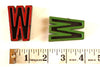 Vintage Industrial Letter "W" Black with Green and Red Paint, 2" tall (c.1940s) - thirdshift