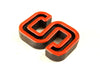 Vintage Industrial Letter "S" Black with Red and Green Paint, 2" tall (c.1940s) - thirdshift