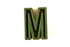 Vintage Industrial Letter "M" Black with Green and Red Paint, 2" tall (c.1940s) - thirdshift