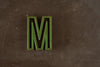 Vintage Industrial Letter "M" Black with Green and Red Paint, 2" tall (c.1940s) - thirdshift
