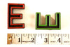 Vintage Industrial Letter "E" Black with Green and Red Paint, 2" tall (c.1940s) - thirdshift