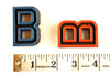 Vintage Industrial Letter "B" Black with Orange and Blue Paint, 2" tall (c.1940s) - thirdshift