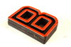 Vintage Industrial Letter "B" Black with Orange and Blue Paint, 2" tall (c.1940s) - thirdshift